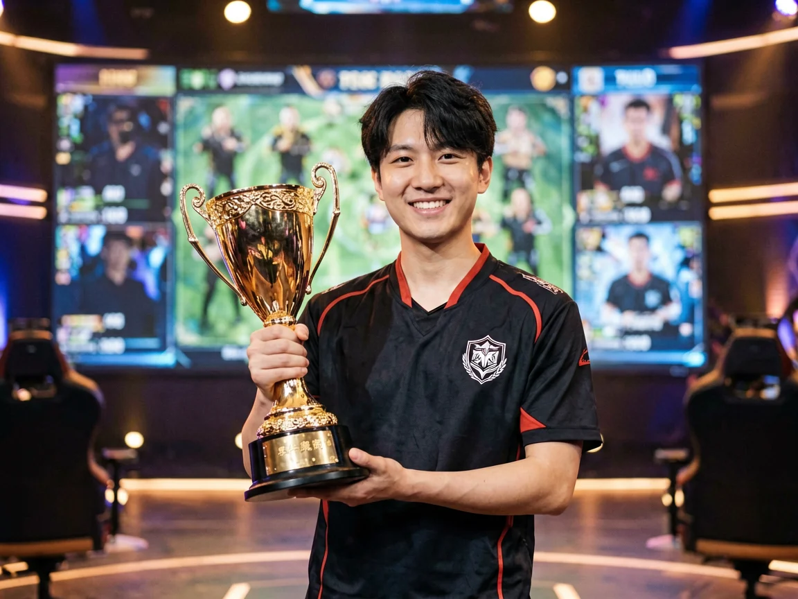 获奖选手sh1ro手捧奖杯